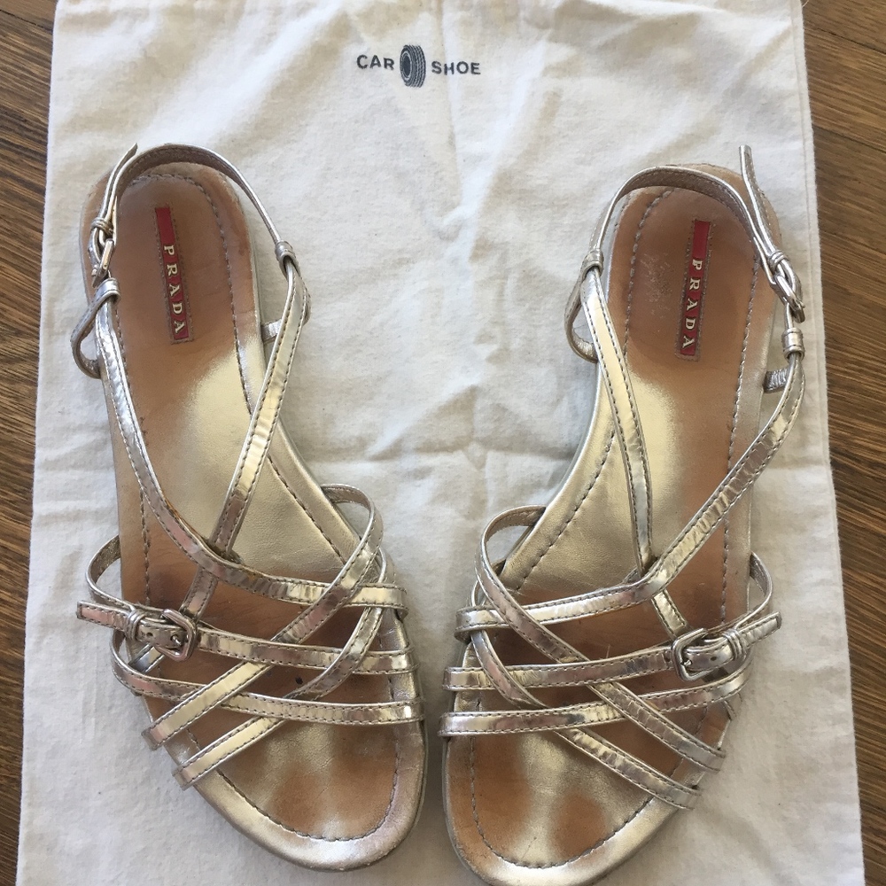 Gold leather PRADA sandals